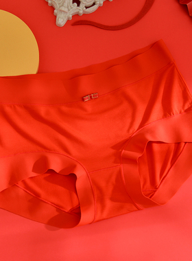 马年本命年大红色内裤女中腰舒适包臀性感甜美莫代尔无痕三角裤女