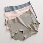 日系纯色简约莫代尔无痕内裤 头 波浪边三角裤 女中腰薄款 透气一片式