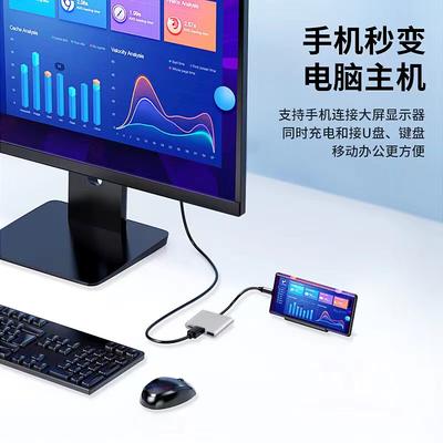 Typec转HDMI手机转显示器usb接口VGA拓展坞转DP电脑一拖三转换器