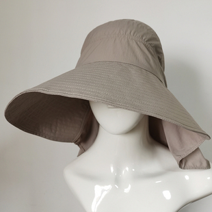 日本防紫外线空顶大檐帽子女士轻薄防水速干夏天遮阳出游便携护颈