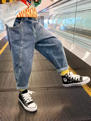 Boys jeans Spring and Autumn wear thin 2021 new children's pants casual pants autumn Korean version of trousers tide