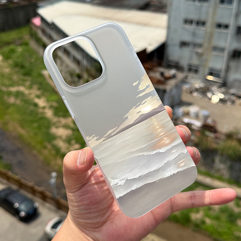 适用于苹果15promax手机壳个性创意水彩油画iPhone14pro/16promax超薄半透明硬壳套苹果13pro/12pro磨砂散热1