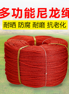 绳子1mm-20mm尼龙绳子粗细捆绑绳耐磨塑料绳pe绳胶丝绳红色绳子细