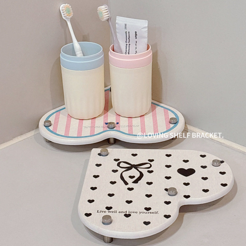 浴室置物架沥水架爱心硅藻泥吸水垫卫生间台面收纳牙刷牙杯沥水垫