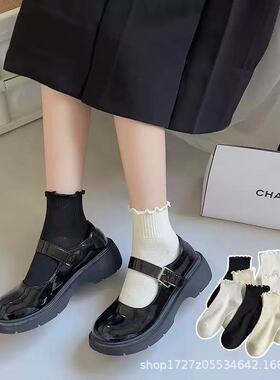 木耳边袜子女夏季短筒玛丽珍鞋花边袜春秋女款白色潮袜