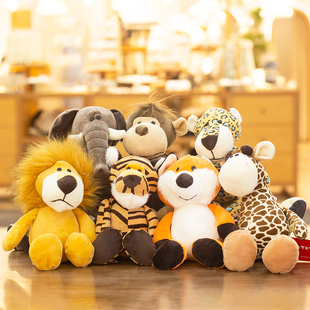森林动物公仔长颈鹿大象狮子猴子狗老虎儿童生日毛绒玩具安抚娃娃