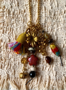 多层次流苏设计金属花长款项链