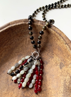 小众原创设计串珠流苏天然石项链