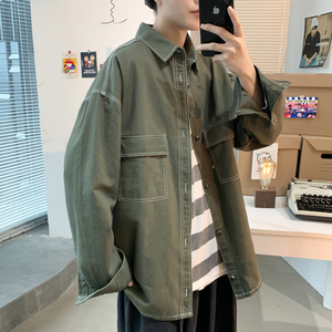 衬衫男春季新款港风宽松衬衣夹克外套S38-P48图片