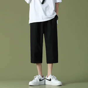 七分裤男夏季新款港风宽松冰丝坠感休闲裤DK39-P25图片