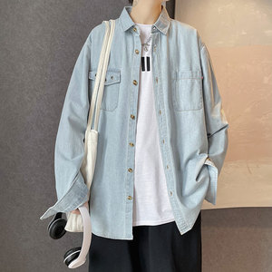 衬衫男春夏新款港风宽松牛仔长袖衬衣CS917-P48图片
