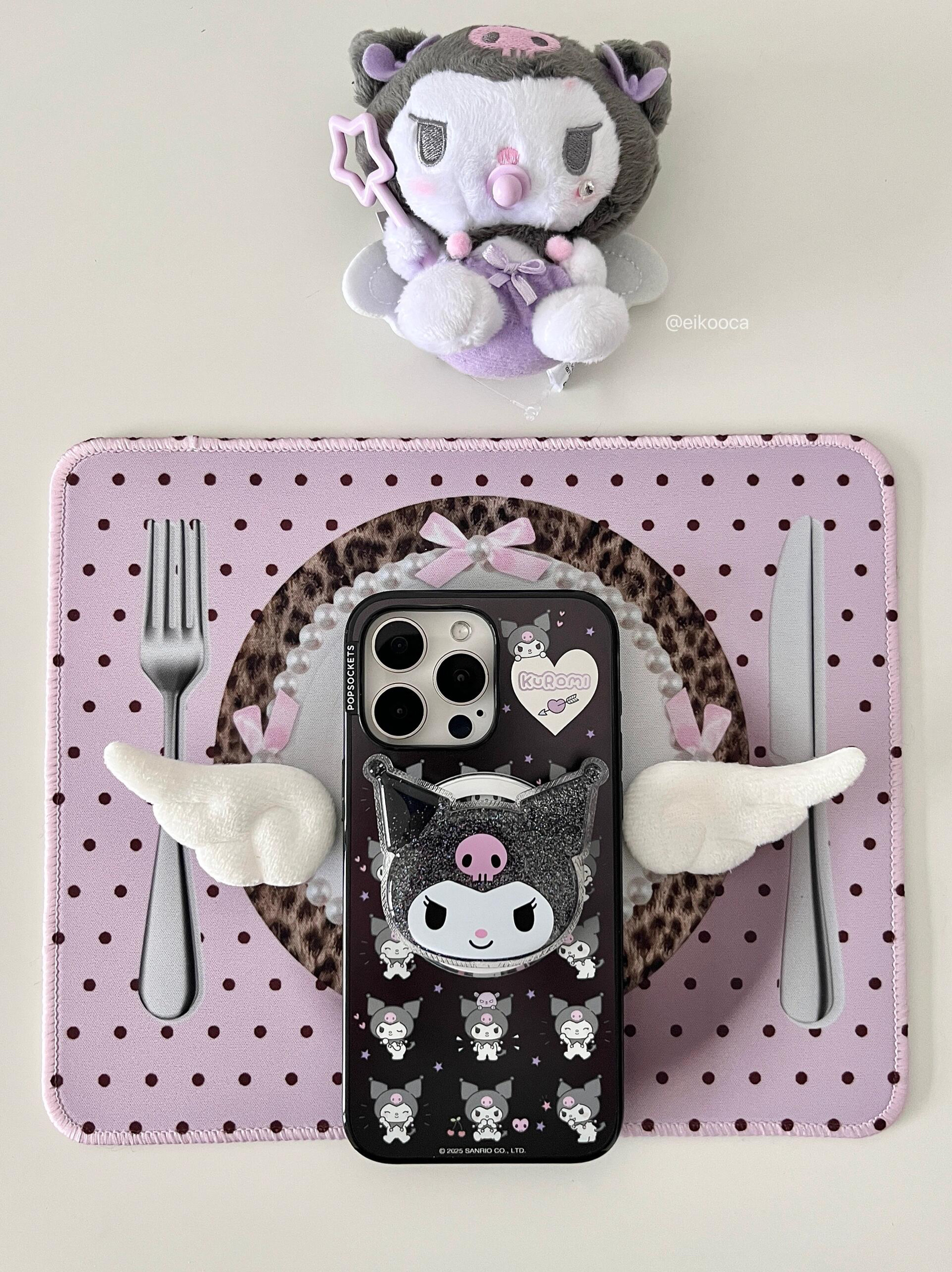 代购泡泡骚通用kuromi库洛米强磁吸支架16promax手机壳iphone15新款14pro女款13全包防摔保护套啪嗒支架