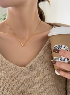 加长冷淡风字母欧美大码锁骨链