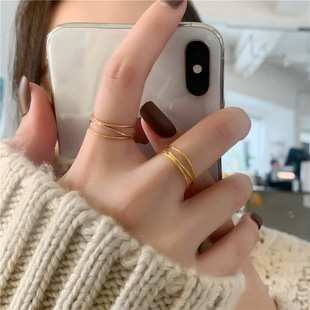 大码戒指女胖MM法式ins细线条小众设计感胖人粗手大号食指指环潮