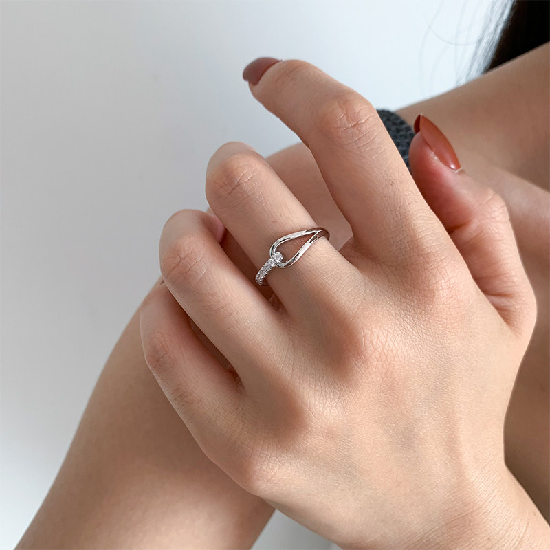 大码戒指女胖MM镶钻轻奢高级感环扣粗手胖手大圈口大号食指指环潮