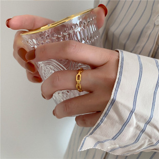 适合手粗的大码戒指女胖MM复古镂空链条冷淡风网红欧美大号食指潮