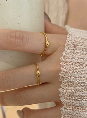 大码戒指女胖MM凸角单圈水滴圆面粗手指胖人叠戴小众设计食指指环