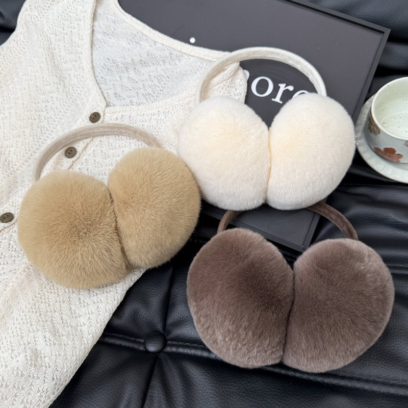 可爱真獭兔毛耳罩女冬季百搭保暖毛绒耳包骑车防风耳暖耳捂可伸缩