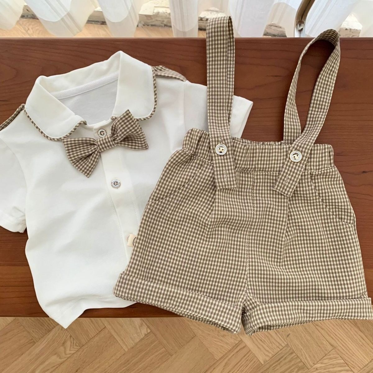 男童儿童夏季绅士夏装礼服套装宝宝短袖衣服衬衫背带裤周岁两件套