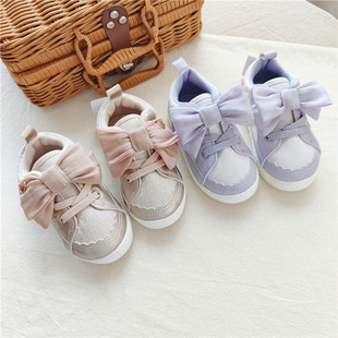 出口日单秋季新款韩版蝴蝶结女童板鞋宝宝车线帆布鞋女童鞋运动鞋