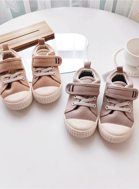 日单tete家2022春秋儿童帆布鞋防踢头宝宝魔术贴鞋子