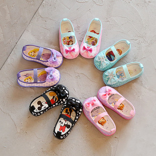 女童鞋春夏秋款出口日本卡通浅口帆布鞋幼儿园冰雪女王爱莎童单鞋