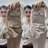 高腰显瘦休闲直筒裤 水洗棉牛仔裤 宽松百搭九分哈伦裤 新款 女春季