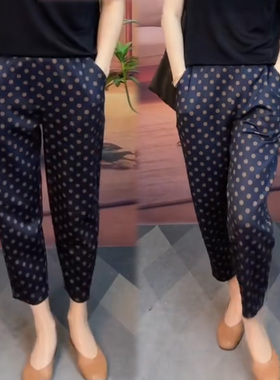 2025秋季波点直筒九分裤女高腰宽松百搭哈伦裤洋气显瘦休闲萝卜裤