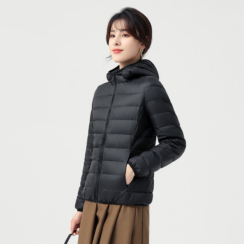 某UY库同款女轻薄羽绒服女外套保暖连帽热压防跑绒短款冬季外套