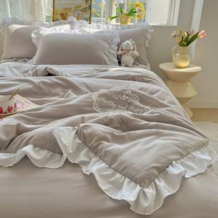 2023夏季新款水洗棉麻空调被夏被四件套可机洗夏凉被薄款被子床i.