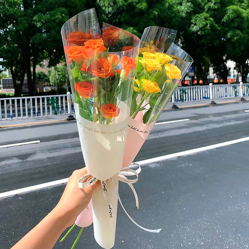 520母亲节单支花束包装袋鲜花包装纸透明包花纸玫瑰包装材料