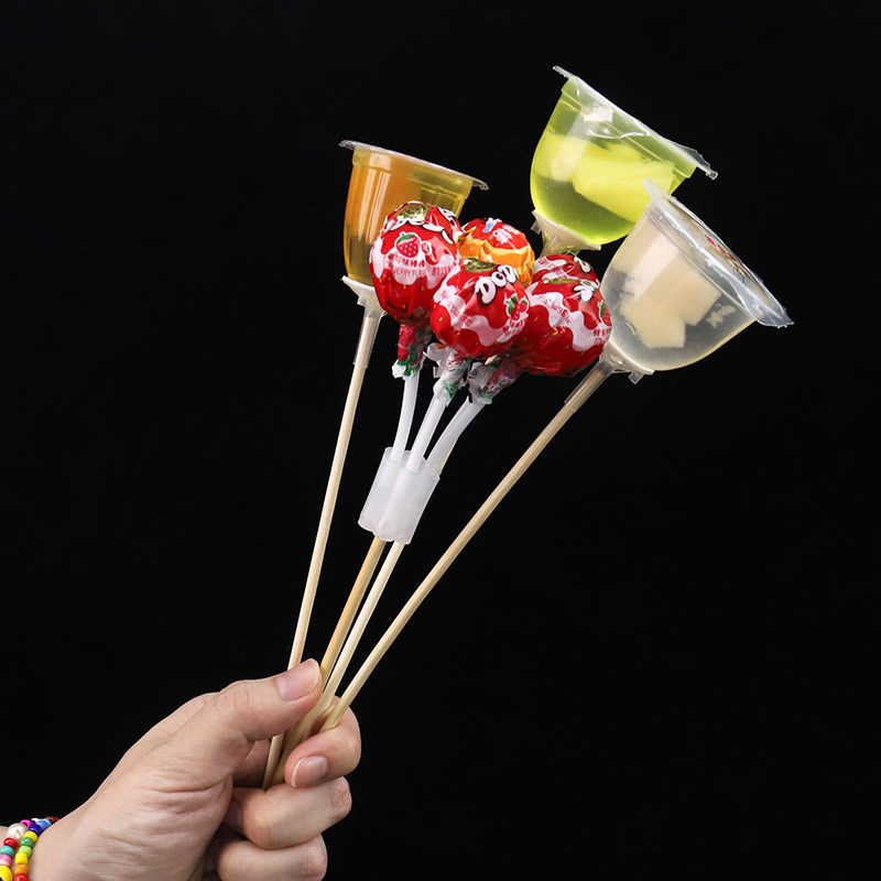荔枝棒棒糖零食花束固定神器胶贴粘胶托配件鲜花包装材料花店用品
