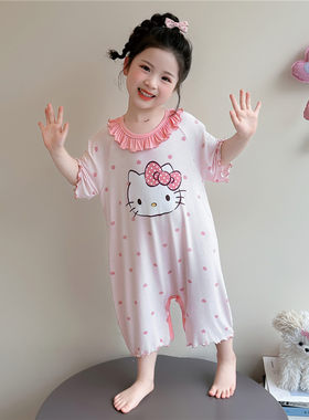 女童KT猫莫代尔夏季短袖睡衣