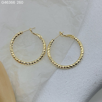 欧比雅比极简耳圈韩国气质车花圆圈耳环s925纯银耳钉新款素圈耳饰