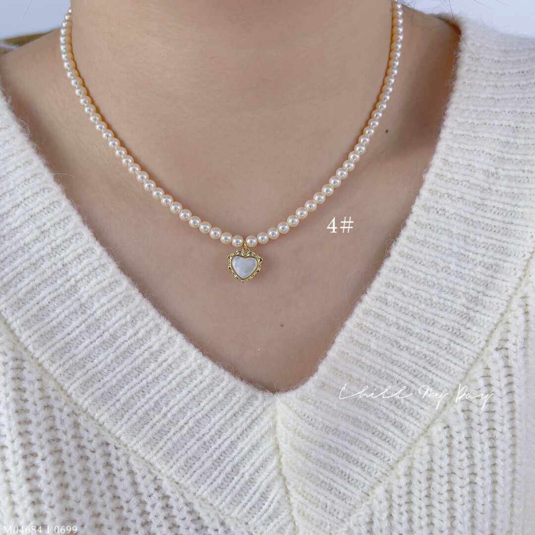 欧比雅比 复古珍珠贝母项链新款法式女高级设计感轻奢贝壳锁骨链