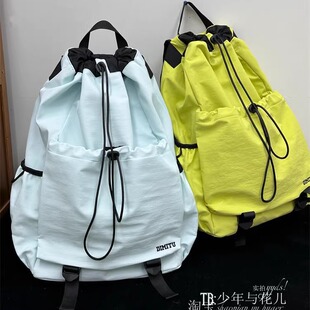 户外运动双肩包男女款轻便防泼水抽绳郊游包大学生上课包徒步背包