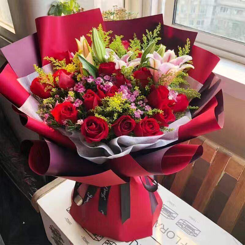 香水百合玫瑰花束同城小时达