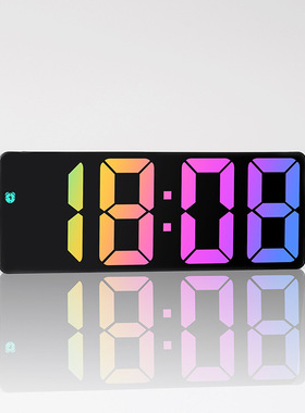 INS个性新品LED大字电子钟床头闹钟简约时尚炫彩大屏幕钟0725