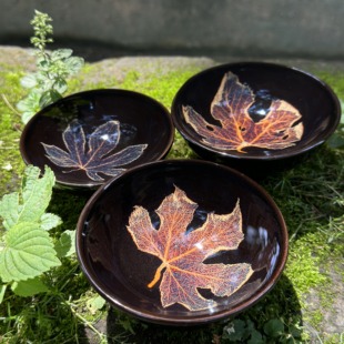 【葎草】木叶天目盏茶杯陶瓷吉州窑主人杯单杯木叶盏酒杯