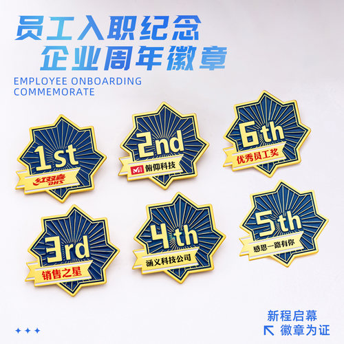 员工入职纪念徽章定制金属胸针公司年会先进个人评选荣誉纪念勋章