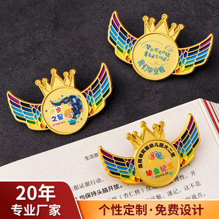 学生毕业徽章定做翅膀胸针优秀进步之星幼儿园奖励十岁成长礼勋章