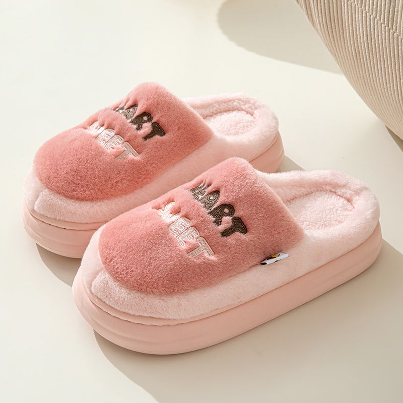 秋冬季新款棉拖鞋女生家居保暖情侣款面包拖柔软轻便厚底毛绒拖鞋