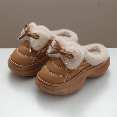 冬季厚底增高棉拖鞋女2025新款防水加绒保暖室内家用防滑毛毛拖鞋