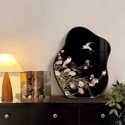 中古风花鸟画摆台画高级感桌面装饰画客厅玄关斗柜餐边柜家居摆件