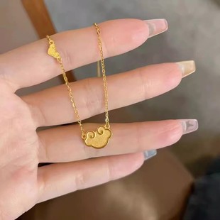 祥云如意锁项链女平安锁长命百岁小众百搭设计轻奢金色高级锁骨链