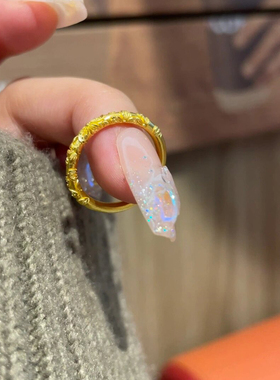 浮雕小红书爆款樱花金指环古法