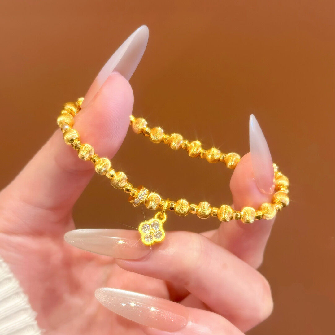 爆闪轻奢四叶草猫眼转运珠手链女