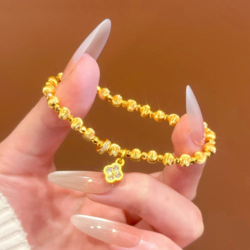 爆闪轻奢四叶草猫眼转运珠手链女