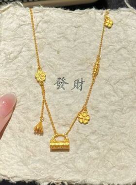 繁花流苏平安锁包项链女款