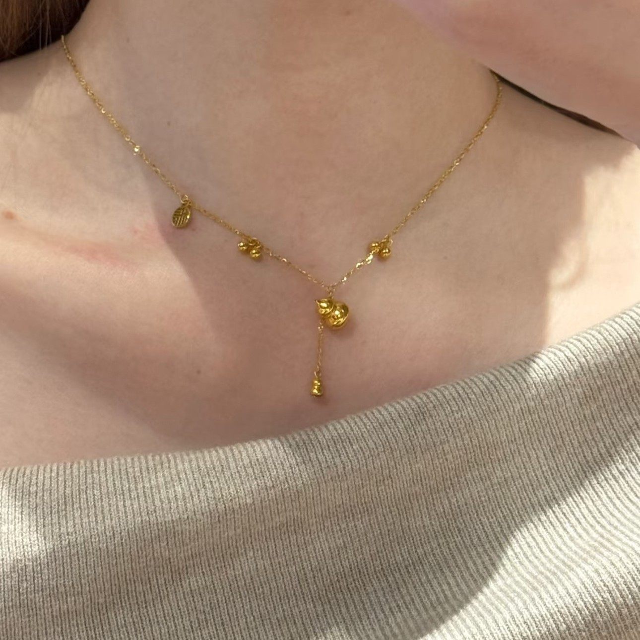 新中式金色葫芦项链古法国潮精致福禄双全吊坠福气满满流苏锁骨链,饰品/流行首饰/时尚饰品新,项链,淘宝优惠券,粉丝福利购,淘宝优惠卷